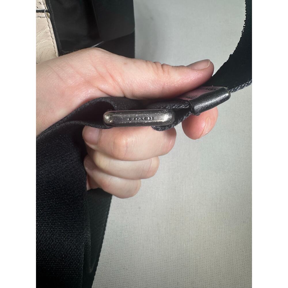 Coach Bike Bag Off White Leather & Black Nylon Messenger Bag Adj. Strap F71968 - Picture 7 of 16